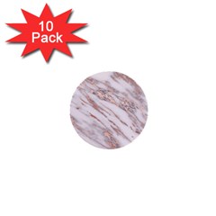 Marble With Metallic Rose Gold Intrusions On Gray White Stone Texture Pastel Pink Background 1  Mini Buttons (10 Pack)  by genx