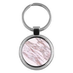 Marble With Metallic Rose Gold Intrusions On Gray White Stone Texture Pastel Pink Background Key Chain (round) by genx