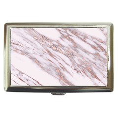 Marble With Metallic Rose Gold Intrusions On Gray White Stone Texture Pastel Pink Background Cigarette Money Case by genx