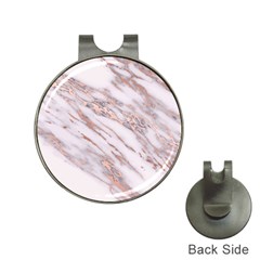 Marble With Metallic Rose Gold Intrusions On Gray White Stone Texture Pastel Pink Background Hat Clips With Golf Markers by genx