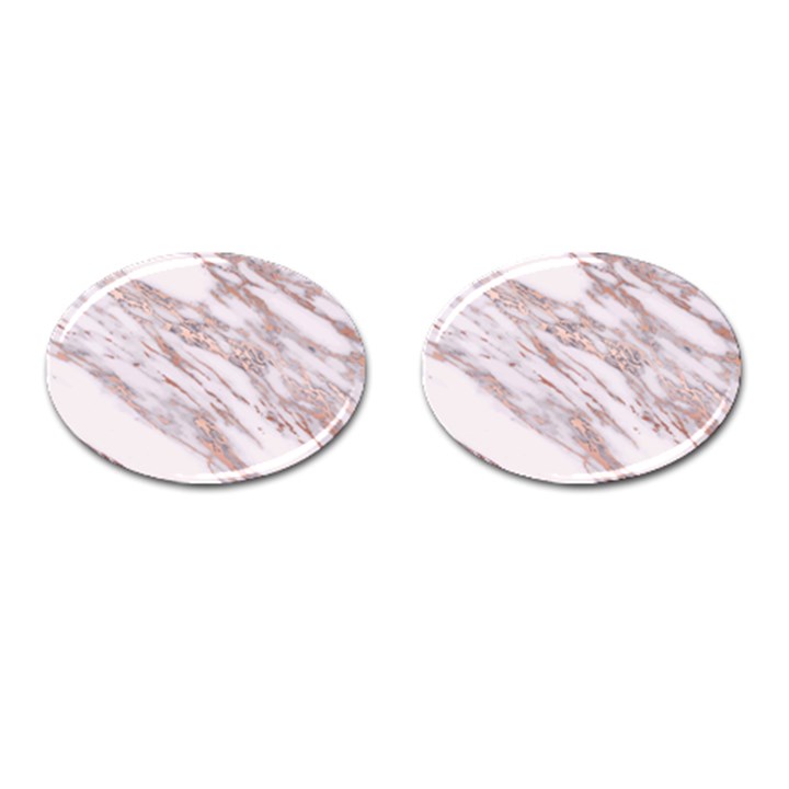 Marble with Metallic Rose Gold intrusions on gray white Stone texture Pastel Pink Background Cufflinks (Oval)