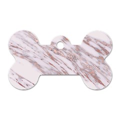 Marble With Metallic Rose Gold Intrusions On Gray White Stone Texture Pastel Pink Background Dog Tag Bone (one Side) by genx