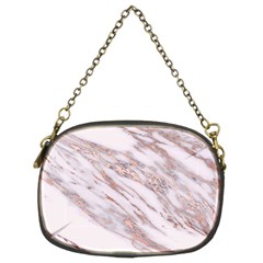 Marble With Metallic Rose Gold Intrusions On Gray White Stone Texture Pastel Pink Background Chain Purse (two Sides) by genx