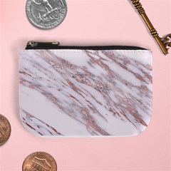 Marble With Metallic Rose Gold Intrusions On Gray White Stone Texture Pastel Pink Background Mini Coin Purse by genx