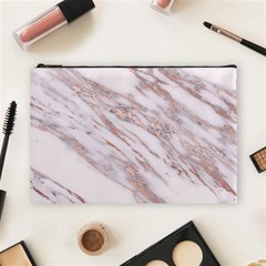 Marble With Metallic Rose Gold Intrusions On Gray White Stone Texture Pastel Pink Background Cosmetic Bag (large) by genx