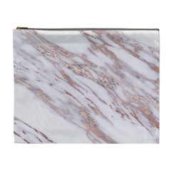 Marble With Metallic Rose Gold Intrusions On Gray White Stone Texture Pastel Pink Background Cosmetic Bag (xl) by genx