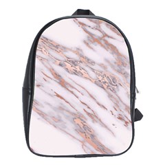 Marble With Metallic Rose Gold Intrusions On Gray White Stone Texture Pastel Pink Background School Bag (large) by genx