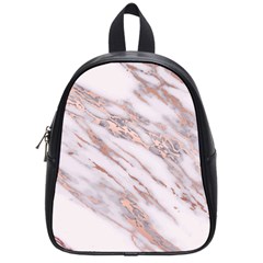 Marble With Metallic Rose Gold Intrusions On Gray White Stone Texture Pastel Pink Background School Bag (small) by genx