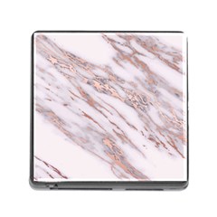 Marble With Metallic Rose Gold Intrusions On Gray White Stone Texture Pastel Pink Background Memory Card Reader (square 5 Slot) by genx