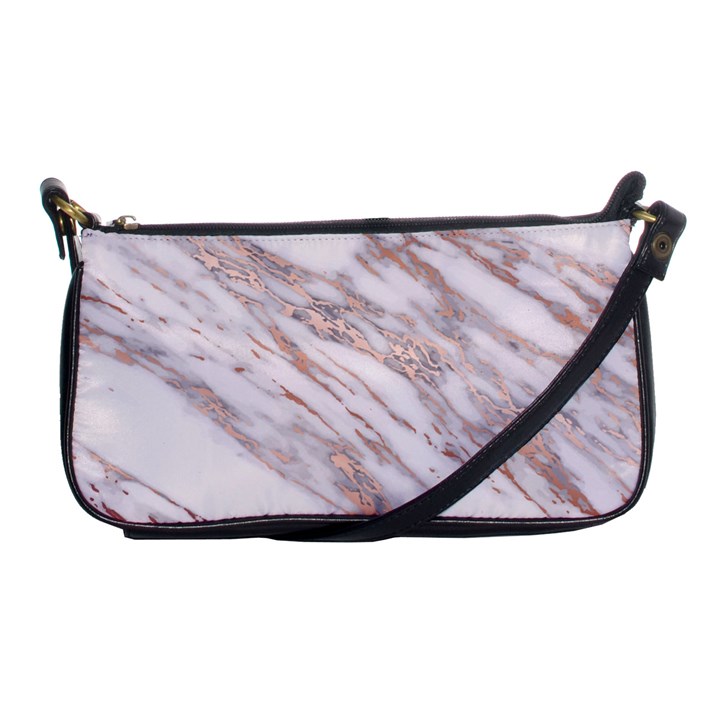 Marble with Metallic Rose Gold intrusions on gray white Stone texture Pastel Pink Background Shoulder Clutch Bag