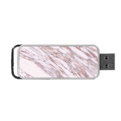 Marble With Metallic Rose Gold Intrusions On Gray White Stone Texture Pastel Pink Background Portable Usb Flash (two Sides) by genx