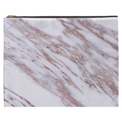 Marble With Metallic Rose Gold Intrusions On Gray White Stone Texture Pastel Pink Background Cosmetic Bag (xxxl) by genx