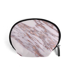 Marble With Metallic Rose Gold Intrusions On Gray White Stone Texture Pastel Pink Background Accessory Pouch (small) by genx