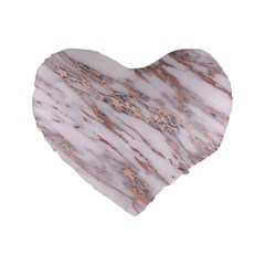 Marble With Metallic Rose Gold Intrusions On Gray White Stone Texture Pastel Pink Background Standard 16  Premium Flano Heart Shape Cushions by genx