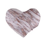 Marble with Metallic Rose Gold intrusions on gray white Stone texture Pastel Pink Background Standard 16  Premium Flano Heart Shape Cushions Front