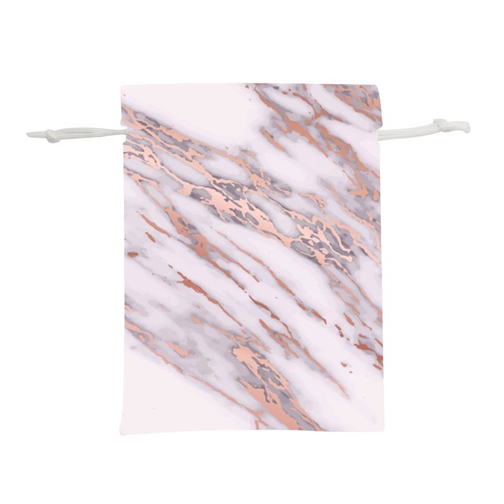 Marble with Metallic Rose Gold intrusions on gray white Stone texture Pastel Pink Background Lightweight Drawstring Pouch (S)