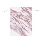 Marble with Metallic Rose Gold intrusions on gray white Stone texture Pastel Pink Background Lightweight Drawstring Pouch (S) Back