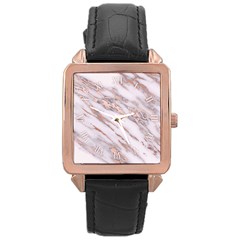 Marble With Metallic Rose Gold Intrusions On Gray White Stone Texture Pastel Pink Background Rose Gold Leather Watch  by genx