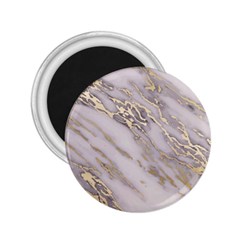 Marble With Metallic Gold Intrusions On Gray White Stone Texture Pastel Rose Pink Background 2 25  Magnets by genx