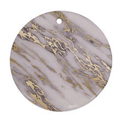 Marble With Metallic Gold Intrusions On Gray White Stone Texture Pastel Rose Pink Background Ornament (round)