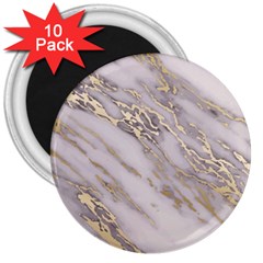 Marble With Metallic Gold Intrusions On Gray White Stone Texture Pastel Rose Pink Background 3  Magnets (10 Pack)  by genx