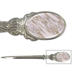 Marble With Metallic Gold Intrusions On Gray White Stone Texture Pastel Rose Pink Background Letter Opener by genx