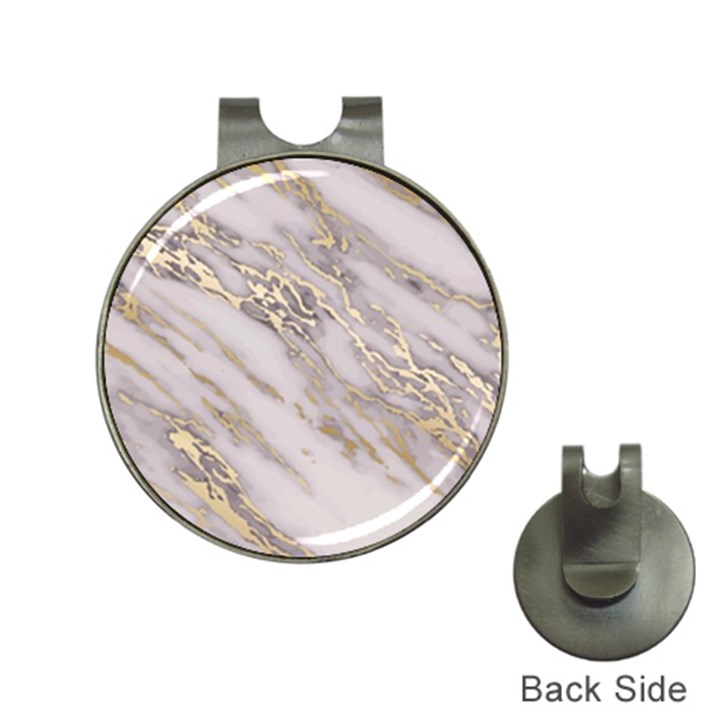 Marble with Metallic Gold intrusions on gray white Stone texture Pastel Rose Pink Background Hat Clips with Golf Markers