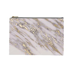 Marble With Metallic Gold Intrusions On Gray White Stone Texture Pastel Rose Pink Background Cosmetic Bag (large) by genx