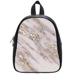 Marble with Metallic Gold intrusions on gray white Stone texture Pastel Rose Pink Background School Bag (Small) Front