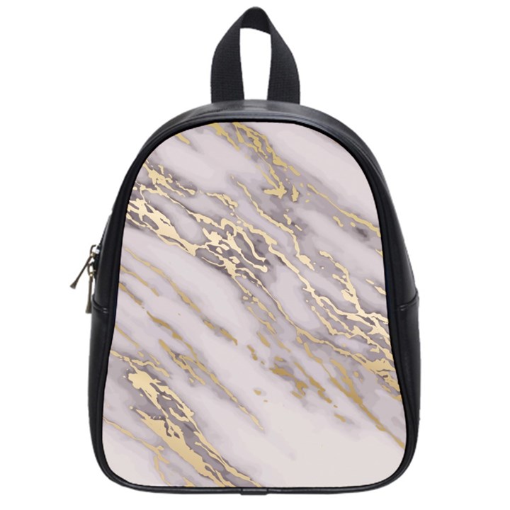 Marble with Metallic Gold intrusions on gray white Stone texture Pastel Rose Pink Background School Bag (Small)