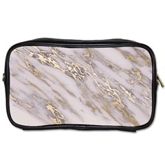 Marble With Metallic Gold Intrusions On Gray White Stone Texture Pastel Rose Pink Background Toiletries Bag (one Side) by genx