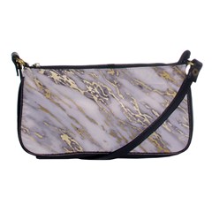 Marble With Metallic Gold Intrusions On Gray White Stone Texture Pastel Rose Pink Background Shoulder Clutch Bag by genx