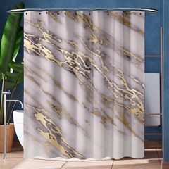 Marble With Metallic Gold Intrusions On Gray White Stone Texture Pastel Rose Pink Background Shower Curtain 60  X 72  (medium)  by genx