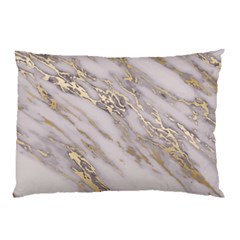 Marble With Metallic Gold Intrusions On Gray White Stone Texture Pastel Rose Pink Background Pillow Case (two Sides) by genx