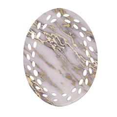 Marble With Metallic Gold Intrusions On Gray White Stone Texture Pastel Rose Pink Background Ornament (oval Filigree) by genx