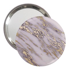 Marble With Metallic Gold Intrusions On Gray White Stone Texture Pastel Rose Pink Background 3  Handbag Mirrors by genx