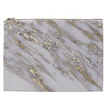 Marble with Metallic Gold intrusions on gray white Stone texture Pastel Rose Pink Background Cosmetic Bag (XXL) Front