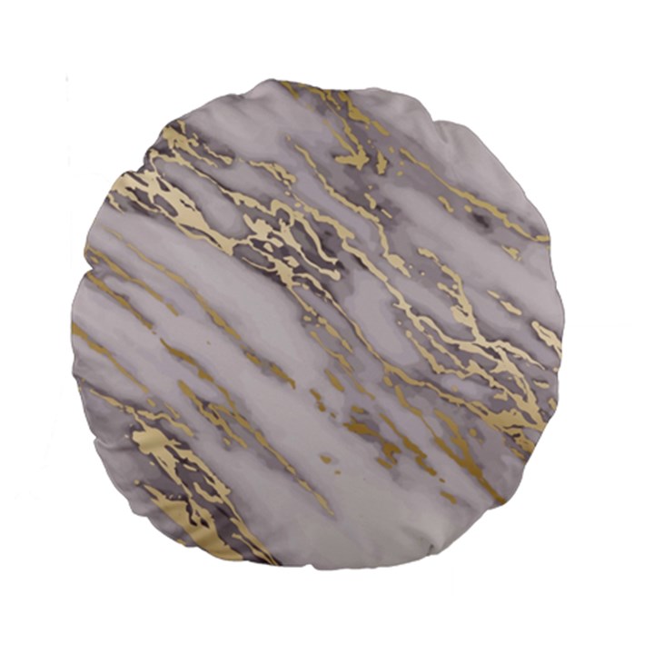 Marble with Metallic Gold intrusions on gray white Stone texture Pastel Rose Pink Background Standard 15  Premium Round Cushions