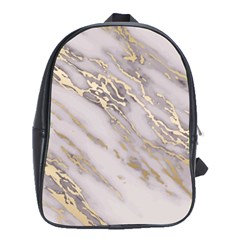 Marble With Metallic Gold Intrusions On Gray White Stone Texture Pastel Rose Pink Background School Bag (xl) by genx