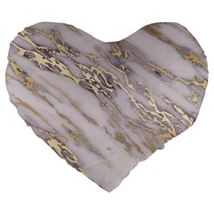 Marble With Metallic Gold Intrusions On Gray White Stone Texture Pastel Rose Pink Background Large 19  Premium Heart Shape Cushions by genx