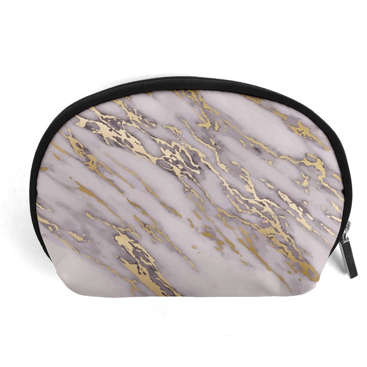 Marble with Metallic Gold intrusions on gray white Stone texture Pastel Rose Pink Background Accessory Pouch (Large)