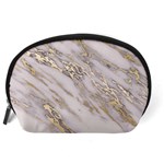 Marble with Metallic Gold intrusions on gray white Stone texture Pastel Rose Pink Background Accessory Pouch (Large) Back