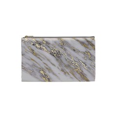 Marble With Metallic Gold Intrusions On Gray White Stone Texture Pastel Rose Pink Background Cosmetic Bag (xs) by genx