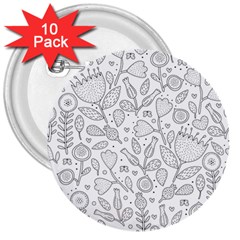 Floral Pattern 3  Buttons (10 Pack)  by Valentinaart