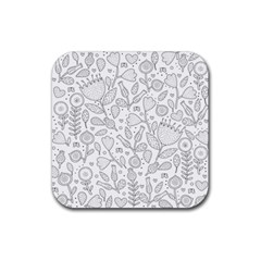 Floral Pattern Rubber Coaster (square)  by Valentinaart