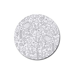 Floral Pattern Rubber Coaster (round)  by Valentinaart