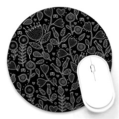 Floral Pattern Round Mousepads by Valentinaart