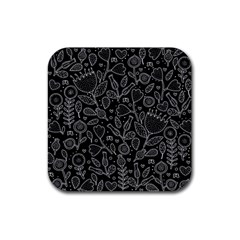 Floral Pattern Rubber Coaster (square)  by Valentinaart