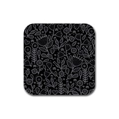 Floral Pattern Rubber Square Coaster (4 Pack)  by Valentinaart