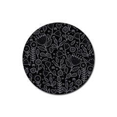 Floral Pattern Rubber Round Coaster (4 Pack)  by Valentinaart